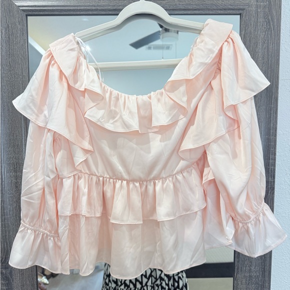 Francesca's Collections Light Pink Ruffle Blouse - Picture 2 of 3